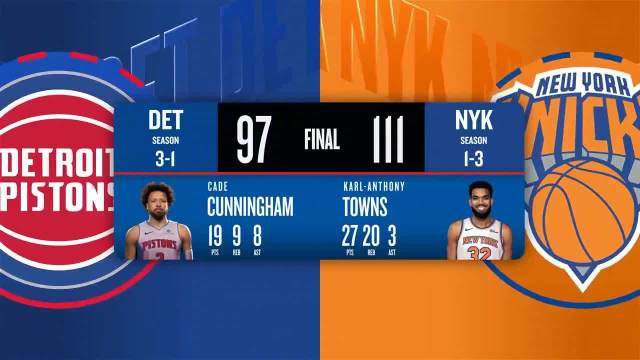 NBA常规赛 活塞 – 尼克斯 全场录像【全场录像+集锦】
